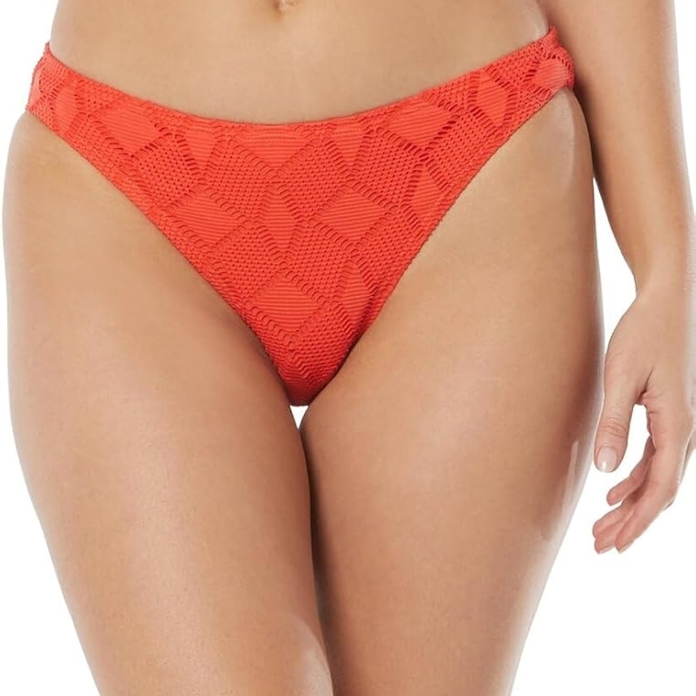 Vince Camuto Textured Bikini Bottom. Tangerine Color Size M
